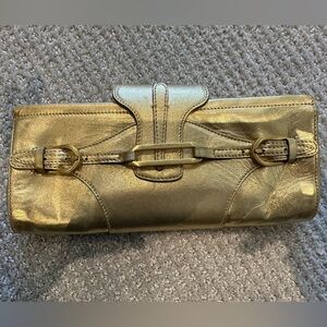Jimmy Choo Metallic Gold Leather Clutch